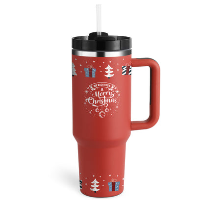 Vaso con asa, pajita aislante, de acero inoxidable, a prueba de derrames, taza de café al vacío con tapa, taza cónica.