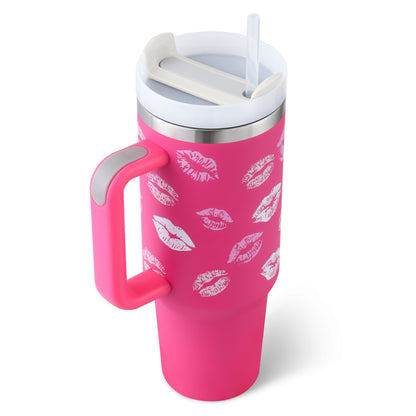 Vaso con asa, pajita aislante, de acero inoxidable, a prueba de derrames, taza de café al vacío con tapa, taza cónica.