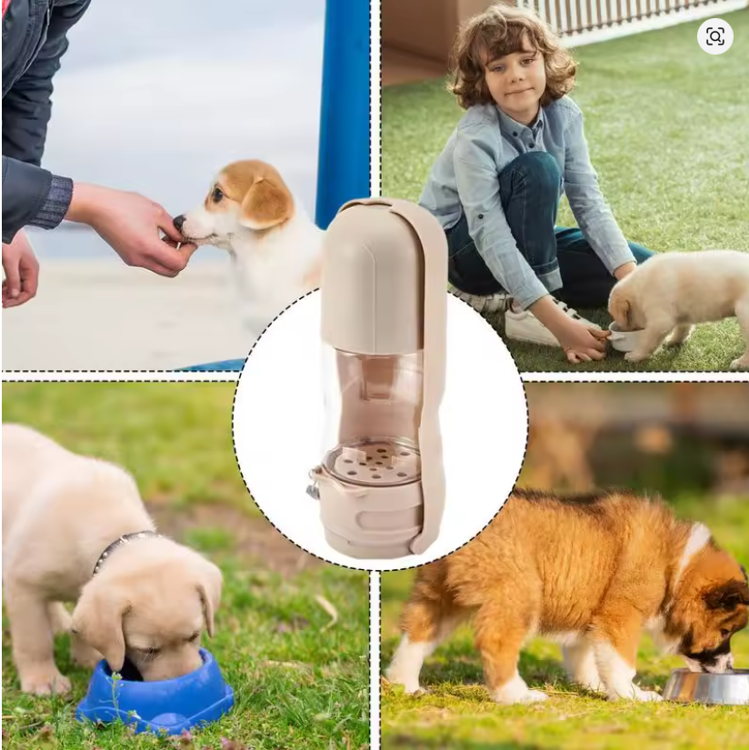 Botella 2 en 1 para Perros 🐕 | Agua + Comida | Portátil y Antiderrames