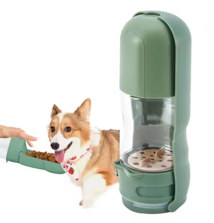 Botella 2 en 1 para Perros 🐕 | Agua + Comida | Portátil y Antiderrames
